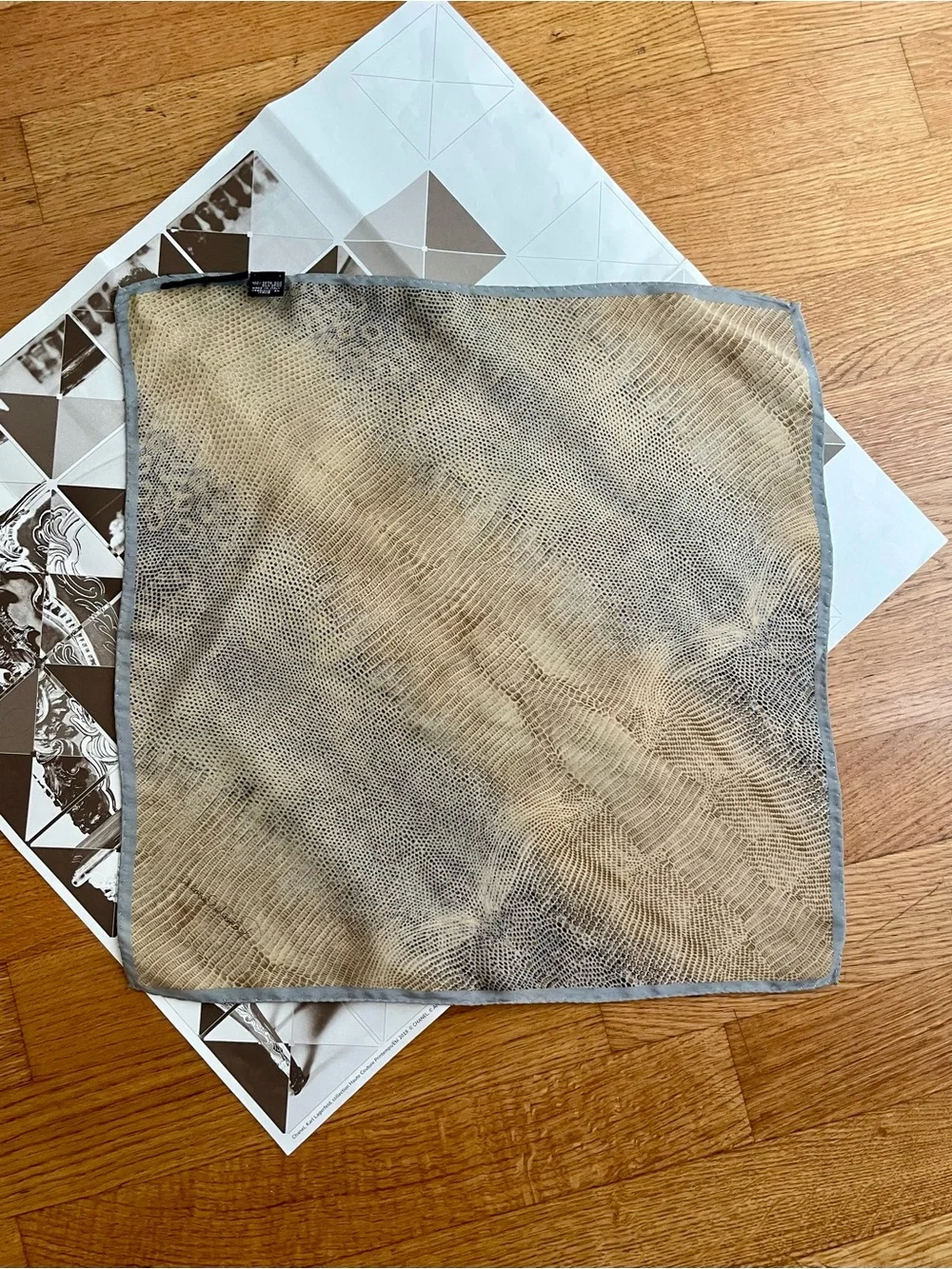Roberto Cavalli Vintage Beige and Gray Animal-Print Silk Scarf